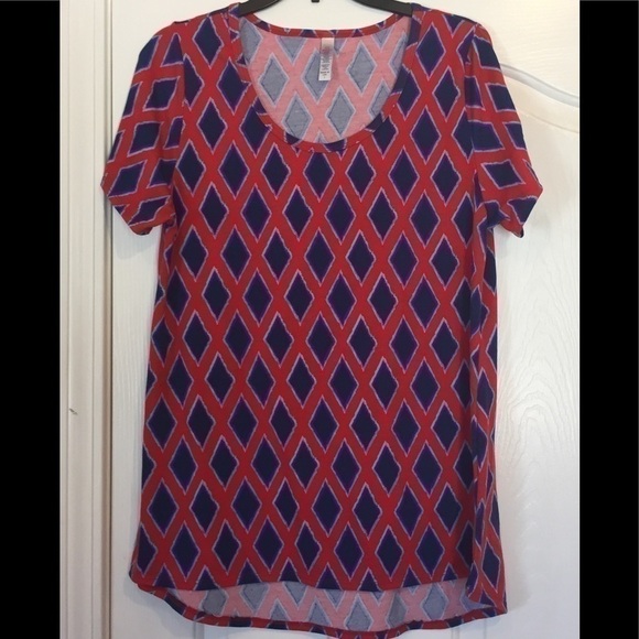 LulaRoe juniors red and blue short sleeve tee - Picture 1 of 3